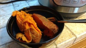Sweet potatoes peel themselves after a steam in the Instant Pot